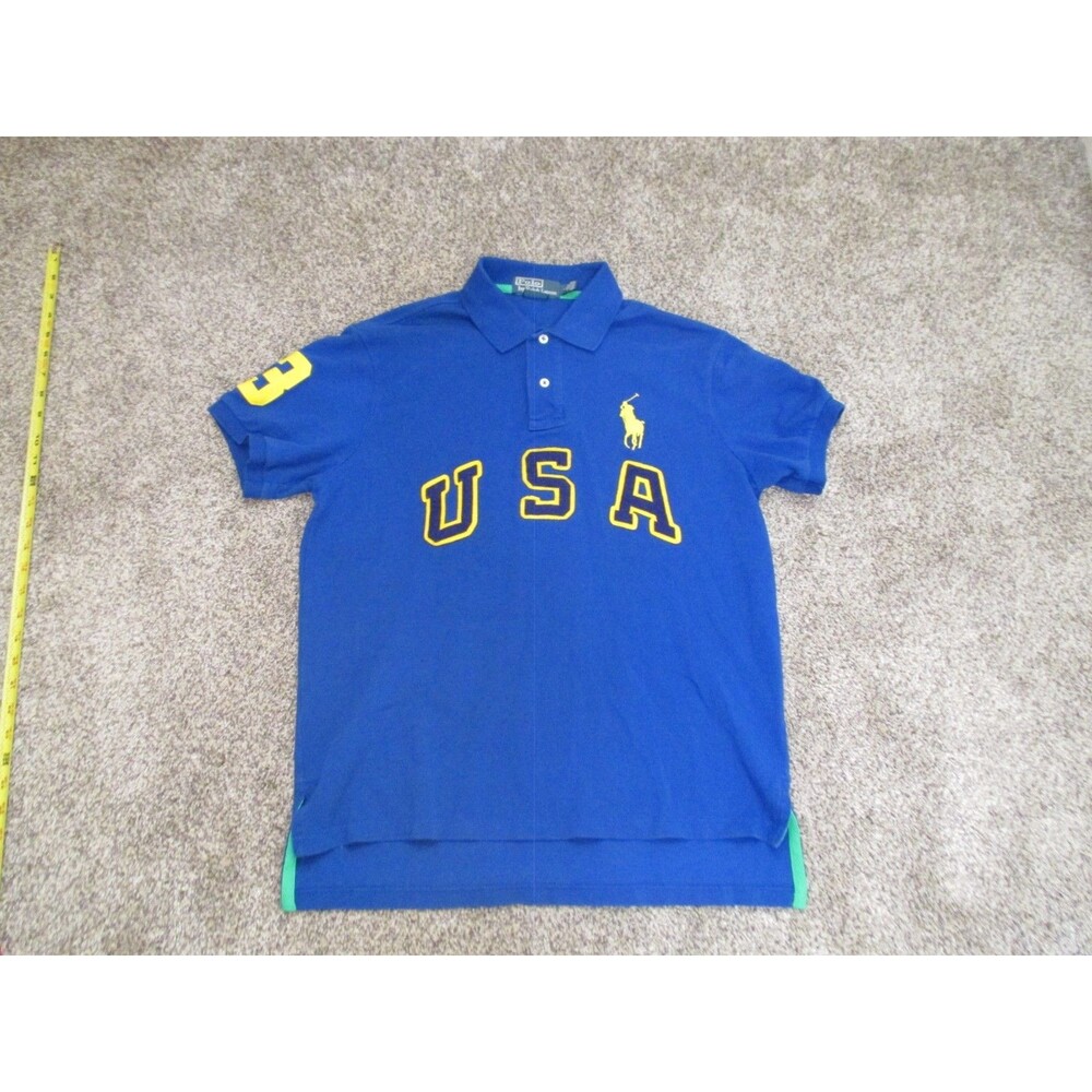 Polo Ralph Lauren Mens L Polo Mesh Shirt Big Pony USA School Preppy Cotton 3